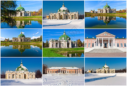 莫斯科Kuskovo博物馆反射文化建筑学天空旅行博物馆建筑石窟大厦历史图片