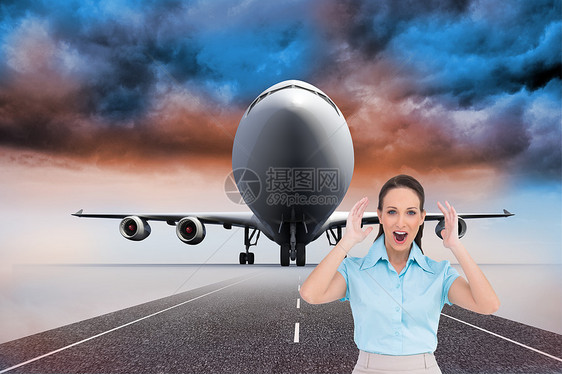 令人惊讶的时尚女商务人士形象综合图象商务跑道人士旅游橙子女士衬衫计算机旅行航空图片