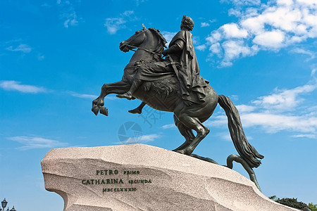 圣彼得堡地标骑师石头蓝色雕像旅行建筑青铜建筑学皇帝图片
