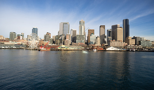 西雅图码头码头码头停泊楼 Ferris轮船公寓旅游景观地标摩天大楼建筑物水族馆娱乐旅行办公室图片