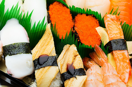 各种寿司盒食物玉子脚趾便当海鲜文化午餐盒子图片