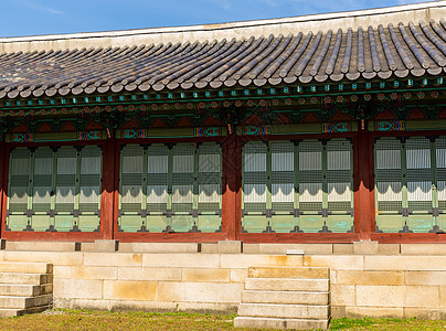 韩国传统建筑外外的朝鲜传统建筑图片