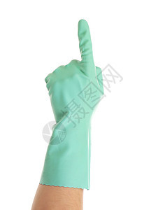 一只手在橡胶手套上显示一个清洁工工业手指卫生材料家政橡皮工作家务乳胶图片