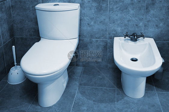 厕所宽慰卫生间治具大理石房间民众坐浴水平洗涤蓝色图片
