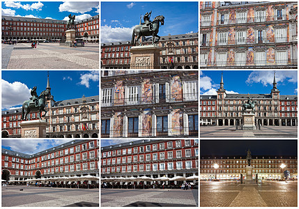 马德里广场市长皇家雕像建筑学观光旅行正方形广场地标国王建筑图片