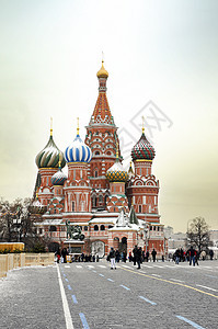 莫斯科红广场上的圣巴西尔大教堂图片