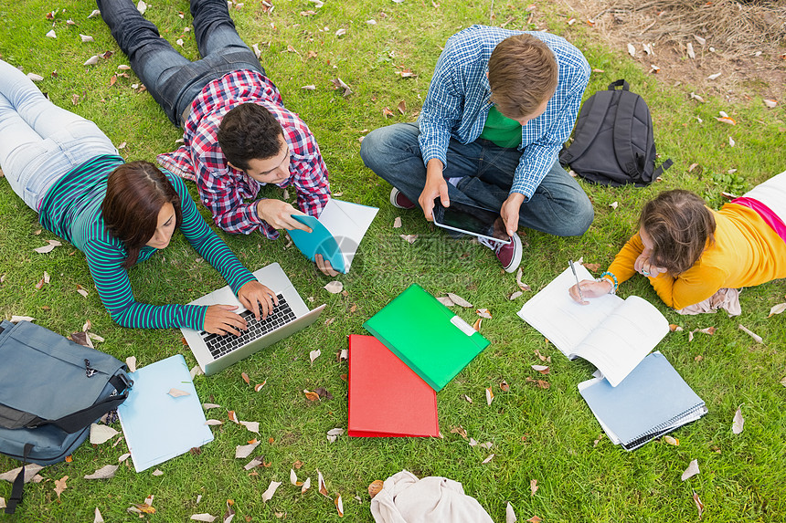 大学生在公园做家庭作业时使用笔记本电脑学生教育男人草地药片笔记滚动技术团队键盘图片