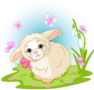复活节羊羔夹子免版税粉色季节植物横幅羊肉丝带农场艺术图片
