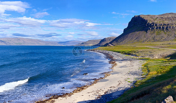 海洋海岸反射假期情调地平线海滩峡湾全景边缘波纹旅行图片