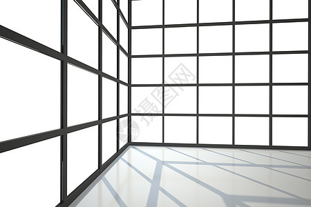 房间有很多窗户的阴影计算机黑色绘图网格数字灰色框架白色背景图片