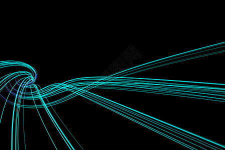 黑色背景 有闪亮线条的黑背景蓝色曲线绘图艺术计算机辉光未来派漩涡图片