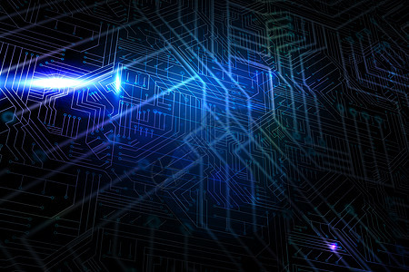 未来黑色和蓝色背景计算数字曲线辉光技术电路板计算机绘图未来派图片