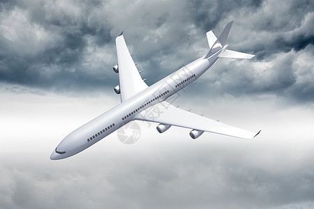 3D飞机在空中飞行旅游航空假期航班多云计算机风暴天空旅行绘图图片