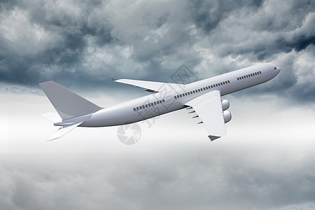 3D飞机在空中飞行多云假期绘图风暴计算机天空旅行旅游航班航空图片