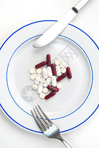 医药用药和餐桌药物维生素盘子胶囊剂量药剂药片饮食午餐药品图片