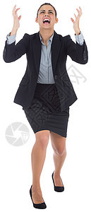 愤怒的女商务人士商业公司女性人士棕色女士压力职业手势商务图片