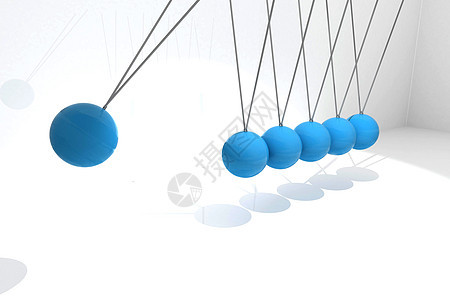 蓝牛顿摇篮计算机绘图运动蓝色背景图片