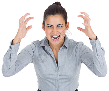 富豪商业女商务人士出面挫折职业压力愤怒头发商务女性女士手势棕色图片