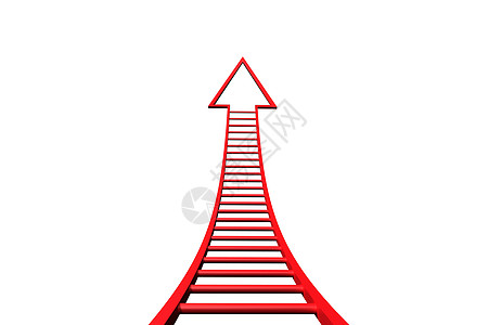红梯形箭头图形计算机红色绘图梯子生长背景图片