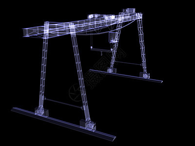X射线牵引式高架起重机建造蓝色玻璃运输高度绳索龙门架工厂力量起伏图片