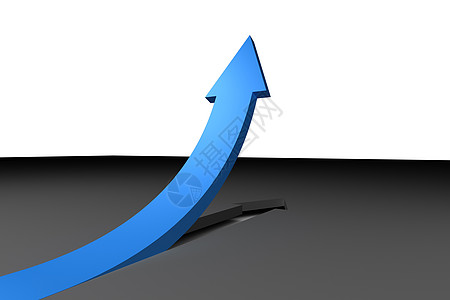 从灰色表面指向上方的蓝箭头计算机绘图成功进步蓝色生长图片