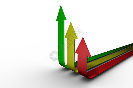 指向上方的多彩箭头红色黄色计算机生长绿色进步成功绘图图片