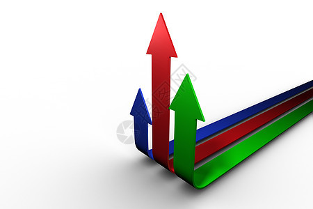 指向上方的多彩箭头成功生长绘图蓝色计算机进步绿色图片