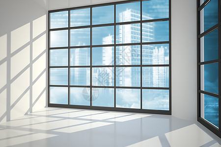 透过窗口看到城市的景色房间绘图窗户建筑计算机摩天大楼白色景观蓝色图片