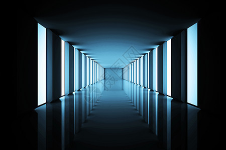 拉起黑色的现代走廊未来派数字计算机绘图门厅大厅图片