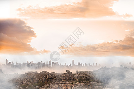 迷雾地貌建筑绘图多云岩石环境摩天大楼计算机景观石头城市图片