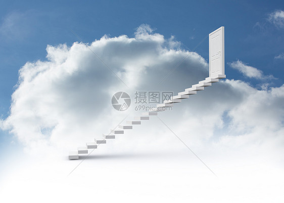 通往天上闭门的阶梯绘图进步天空数字楼梯计算机脚步多云图片