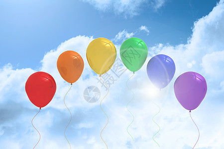 天空中的气球派对晴天乐趣阳光绘图蓝色计算机背景图片