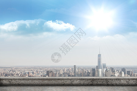 浮游的秃鹰俯视的城市阳台天空晴天多云阳光绘图景观计算机图片