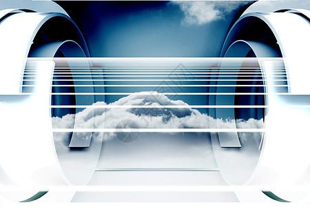 未来结构中的云的抽象设计图数字绘图计算机活力图片