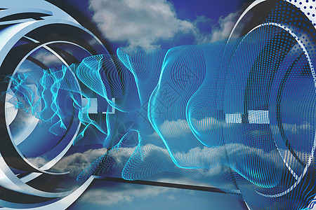 未来结构中的蓝形抽象设计图绘图计算机数字活力图片