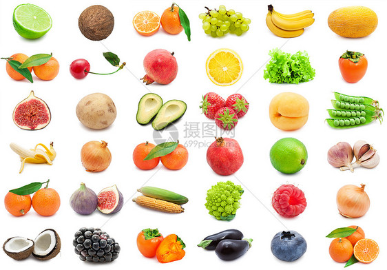 水果和蔬菜胡椒玉米菜花柠檬橙子土豆茄子柿子黄瓜香蕉图片