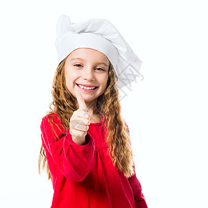 女厨师帽乐趣孩子们营养饮食孩子厨房烹饪婴儿喜悦童年图片
