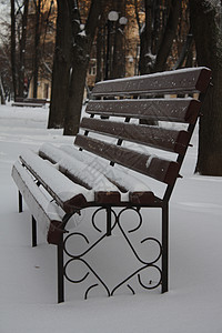 冬季公园的空长椅季节白色背景图片