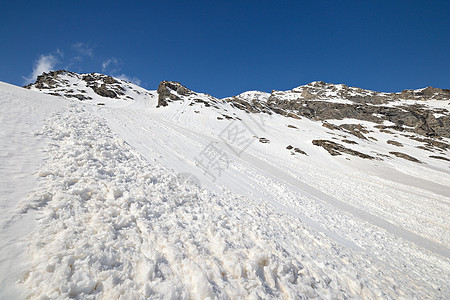 阿尔卑斯山的春雪崩极限天空极端岩石气候地形瀑布蓝色运动山脉图片