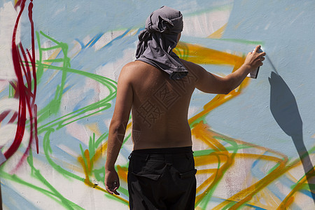 Graffiti 艺术家青少年画家自由手套艺人叛乱画像城市文化青年图片