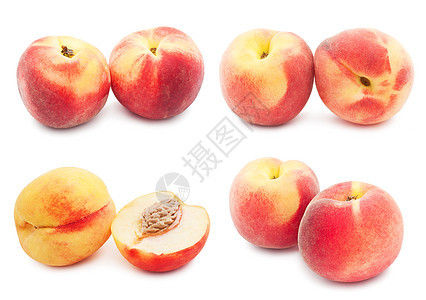桃子油桃红色水果黄色饮食橙子食物白色图片
