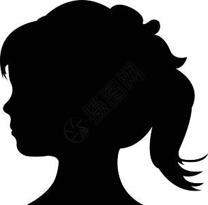 儿童头环影矢量侧脸男性剪影个人黑色剪影头身体女性女儿白色图片