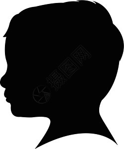 3岁男孩头部背影 矢量绘画卡通片婴儿男生男性草图白色阴影插图黑色图片