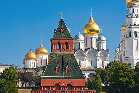 莫斯科克里姆林宫场景城市蓝色旅行圆顶大教堂红色历史建筑学教会图片