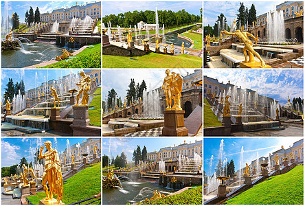 圣彼得堡的彼得霍夫艺术文化建筑学建筑旅游雕像历史风格古董喷泉图片