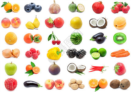 水果和蔬菜李子橙子奇异果柠檬覆盆子黄瓜胡椒椰子茄子玉米图片