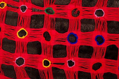 塞内加尔传统传统结构棉布编织水平红色亚麻纺织品网格工艺画幅手工图片