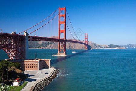 旧金山的金门大桥海洋游客历史假期地标金属岬角景观运输历史性图片