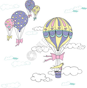 热空气球空气天线女士朋友们运输热气节日闲暇女孩们漂浮图片