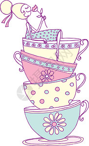 茶茶女孩幸福女士咖啡女性化快乐朋友们派对茶壶杯子女孩们图片